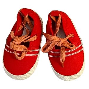 Jacadi Red Canvas Ballerinas Size 4